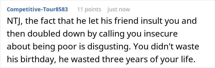 Screenshot of an online comment discussing a friend, girlfriend’s spending habits, and a canceled Hawaii trip dispute. Screenshot of an online comment discussing a friend, girlfriend’s spending habits, and a canceled Hawaii trip dispute.