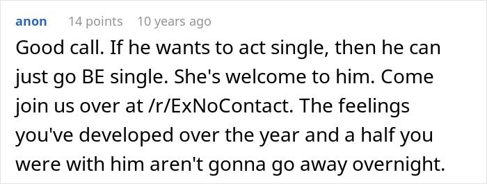 Screenshot of an online comment discussing relationship issues where a man loses his girlfriend over a girl at work.