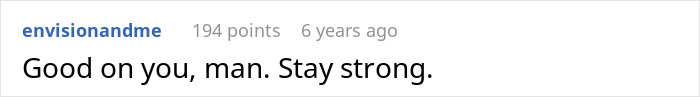 Screenshot of a supportive comment on a forum with text encouraging a man to stay strong amid a fiancée’s unexpected request before wedding.