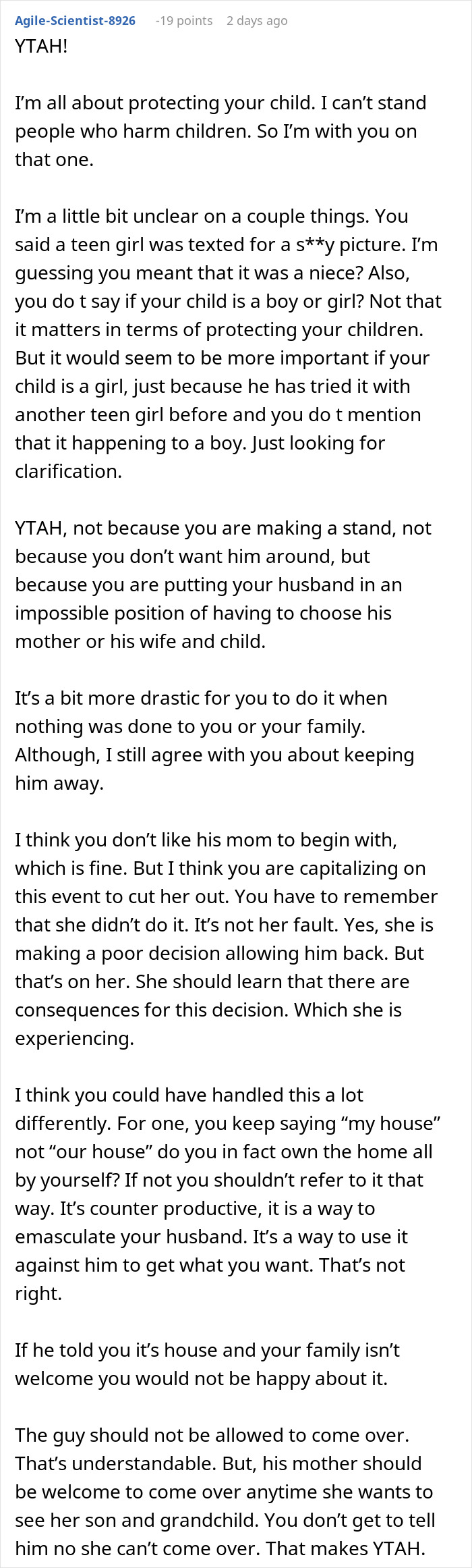 Text post discussing tensions involving a woman banning MIL’s creepy husband, impacting her marriage and family dynamics. Text post discussing tensions involving a woman banning MIL’s creepy husband, impacting her marriage and family dynamics.
