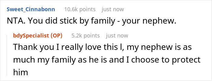 Alt text:
Screenshot of online comments discussing family loyalty and protecting a nephew amid custody court family drama. Alt text:
Screenshot of online comments discussing family loyalty and protecting a nephew amid custody court family drama.