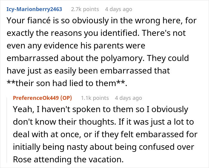 Text conversation about fiancé’s lie causing tension with family during holiday dinner, woman rethinking engagement.