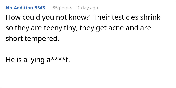 Text of a social media comment expressing anger about a husband's lie risking their future child's health and wellbeing.