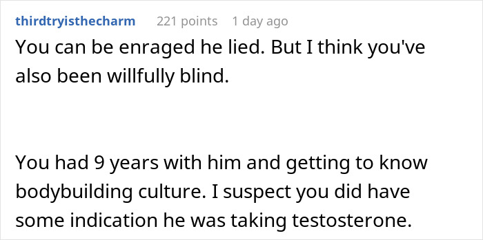 Comment on social media post discussing a woman confronting her husband about lying, risking their future child's health. Comment on social media post discussing a woman confronting her husband about lying, risking their future child's health.