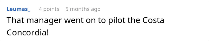 Screenshot of a comment about a manager making an employee hire his crush, leading to a disastrous outcome. Screenshot of a comment about a manager making an employee hire his crush, leading to a disastrous outcome.