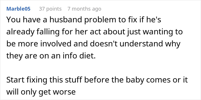 Comment about husband not standing up to mother and wife considering walking away, discussing relationship issues.