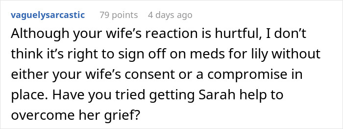 Comment discussing wife's transphobic reaction after son comes out, highlighting family tension and husband's concerns.