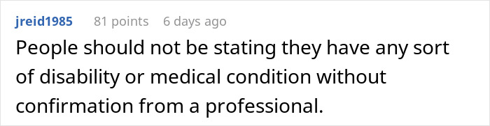 Comment discussing the importance of professional confirmation before claiming autism or any medical condition diagnosis. Comment discussing the importance of professional confirmation before claiming autism or any medical condition diagnosis.