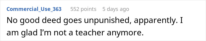 Screenshot of a Reddit comment expressing relief about no longer being a teacher after witnessing an inappropriate note incident. Screenshot of a Reddit comment expressing relief about no longer being a teacher after witnessing an inappropriate note incident.