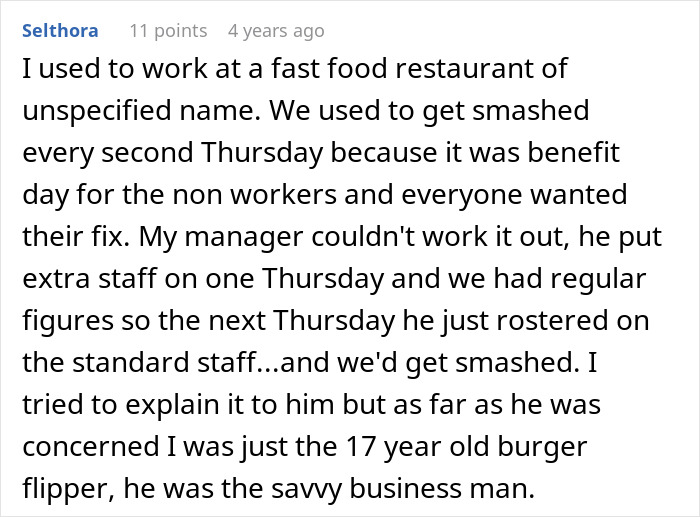 Chat screenshot showing a coffee shop worker sharing how their manager forced rules, leading to unexpected results the next day. Chat screenshot showing a coffee shop worker sharing how their manager forced rules, leading to unexpected results the next day.