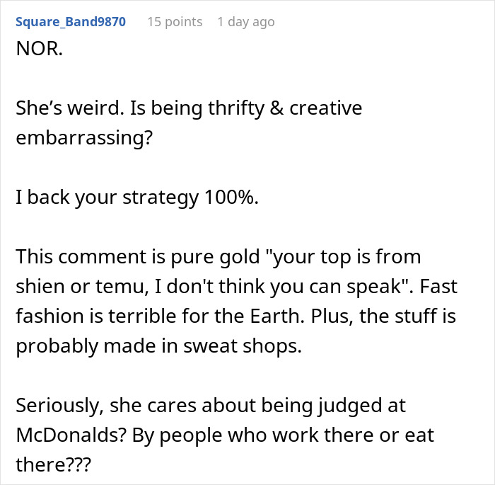 Screenshot of an online comment discussing cutting contact with a friend after behavior at a McDonald’s drive thru.