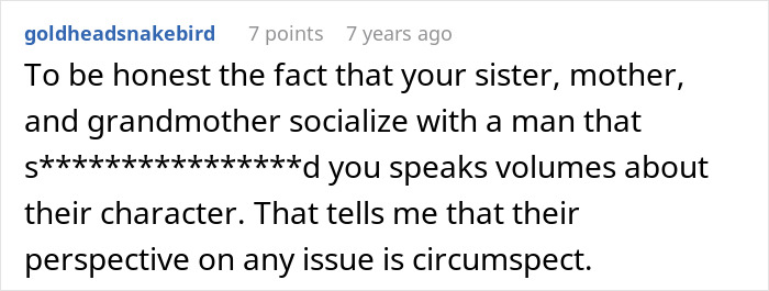 Screenshot of an online comment discussing family dynamics after a woman feels like she ruined Thanksgiving by blowing up.