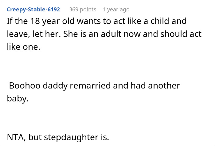 Text conversation about teen's hostility toward stepmom after dad's recent birthday party, discussing family conflict.