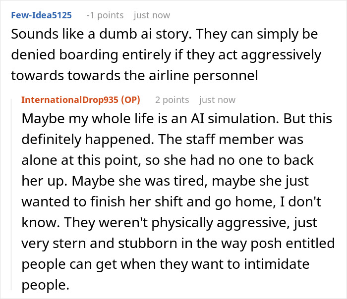 Online discussion about an entitled British woman turning hostile over airline luggage policy causing distress to staff. Online discussion about an entitled British woman turning hostile over airline luggage policy causing distress to staff.