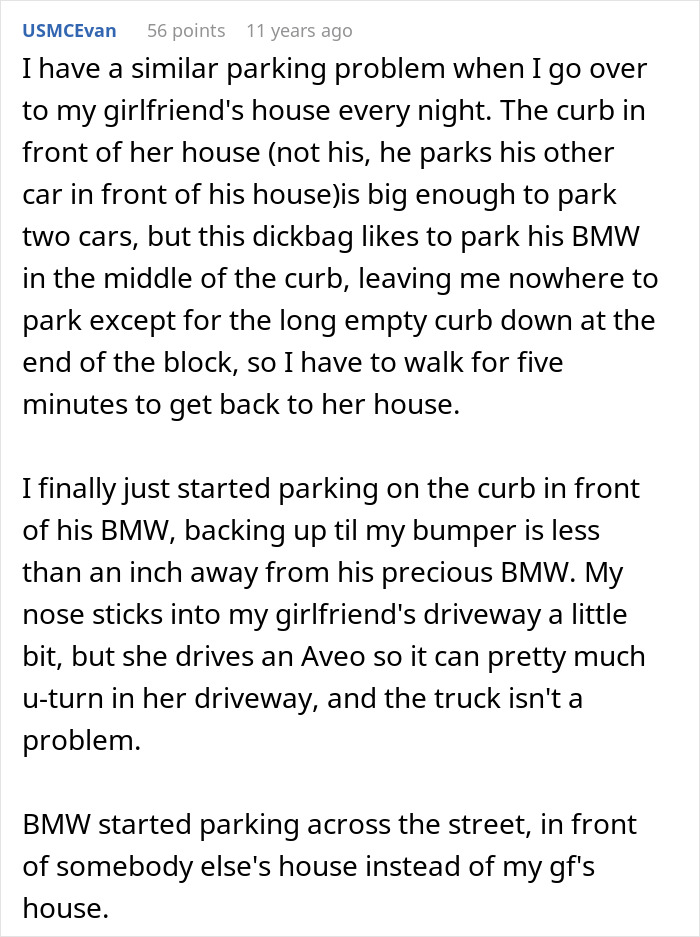 Rude guy blocking driveway and fire hydrant causes neighbor to call cops, sparking a parking dispute. Rude guy blocking driveway and fire hydrant causes neighbor to call cops, sparking a parking dispute.