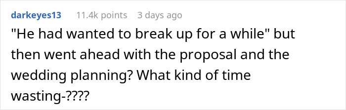 Screenshot of forum comment discussing fiancé’s secret texts complaining about appearance and worries about wedding photos. Screenshot of forum comment discussing fiancé’s secret texts complaining about appearance and worries about wedding photos.