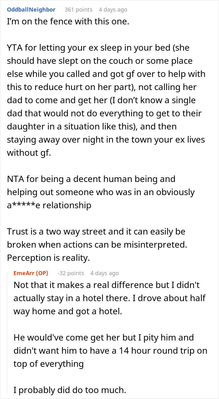 Text conversation discussing a guy going above and beyond for his ex, causing his current partner to be upset. Text conversation discussing a guy going above and beyond for his ex, causing his current partner to be upset.