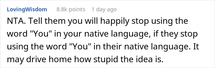 Comment discussing a workplace conflict where a man takes a call in Korean and a Black coworker involves HR over it. Comment discussing a workplace conflict where a man takes a call in Korean and a Black coworker involves HR over it.