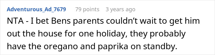 Reddit comment discussing picky eater demanding brother’s in-laws change Christmas menu and receiving a reality check. Reddit comment discussing picky eater demanding brother’s in-laws change Christmas menu and receiving a reality check.