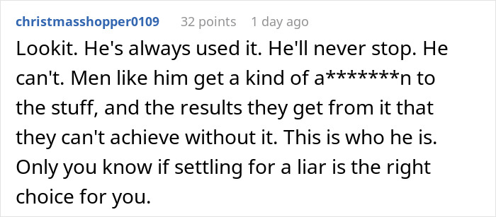 Screenshot of a Reddit comment discussing trust issues and the impact of lies on future child's health concerns.