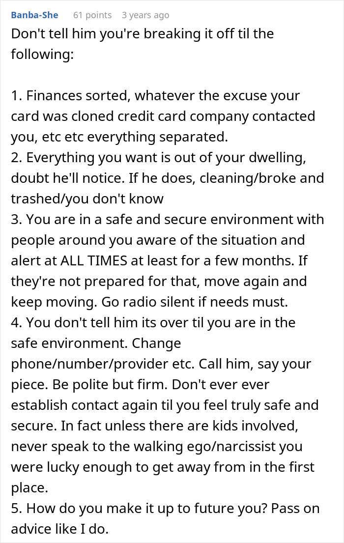 Advice on safely breaking up with a shameless guy flirting with his baby mama while his girlfriend overhears.