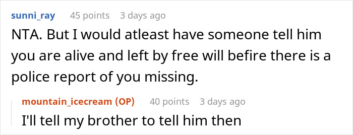 Screenshot of an online forum discussion about a breaking up ultimatum over ring involving family and missing person concerns. Screenshot of an online forum discussion about a breaking up ultimatum over ring involving family and missing person concerns.