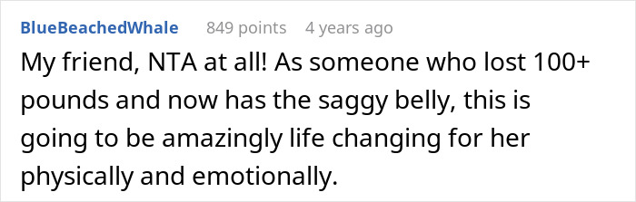 Reddit user sharing support for niece’s tummy tuck journey in aunt pay niece tummy tuck drama discussion thread.
