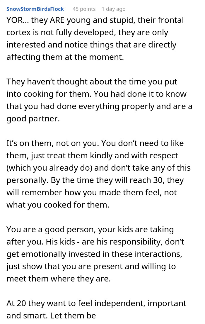 Comment discussing how a woman bends over backwards for her boyfriendâs son and his girlfriend but feels disgusted by their treatment. Comment discussing how a woman bends over backwards for her boyfriendâs son and his girlfriend but feels disgusted by their treatment.