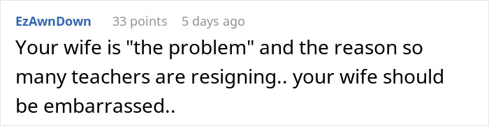Screenshot of an online comment about a mom furious over teacher's inappropriate note to her son and dad's reaction. Screenshot of an online comment about a mom furious over teacher's inappropriate note to her son and dad's reaction.