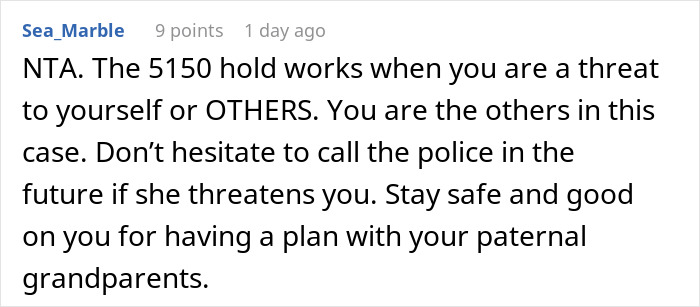 Comment discussing legal holds for threats and advice on safety after a woman threatens her sister’s life before being taken away. Comment discussing legal holds for threats and advice on safety after a woman threatens her sister’s life before being taken away.