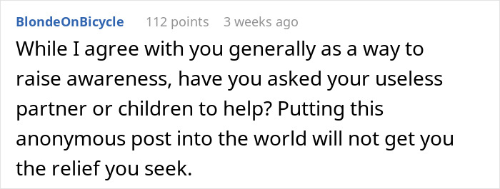 Screenshot of an online comment discussing feminism and the unequal labor moms face during the holidays. Screenshot of an online comment discussing feminism and the unequal labor moms face during the holidays.