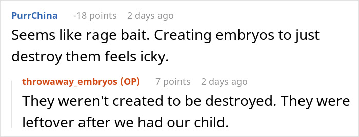 Couple discussing decision to destroy leftover embryos after discovering friend’s true colors in emotional online thread Couple discussing decision to destroy leftover embryos after discovering friend’s true colors in emotional online thread