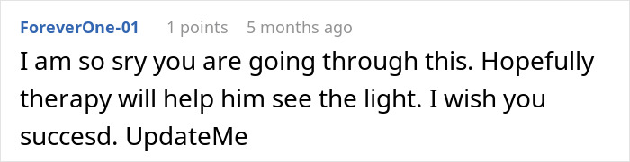 Comment expressing sympathy for a wife dealing with a husband who won’t stand up to his mother.