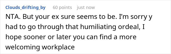 Reddit comment screenshot about a humiliating ordeal, user condemns ex — racist gift, guy tells GF's coworker Reddit comment screenshot about a humiliating ordeal, user condemns ex — racist gift, guy tells GF's coworker