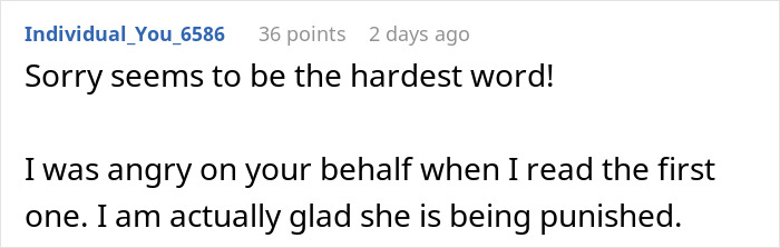 Comment text on a white background discussing anger and punishment related to a babysitting incident involving a step-grandma. Comment text on a white background discussing anger and punishment related to a babysitting incident involving a step-grandma.