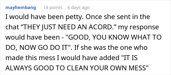 Comment discussing a coworker refusing to fix her own mistake and the frustration when the call is handed back. Comment discussing a coworker refusing to fix her own mistake and the frustration when the call is handed back.