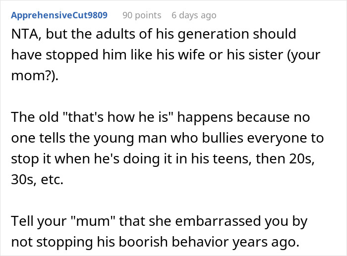 Reddit comment discussing uncle's jokes at Christmas dinner and mom being furious about embarrassment caused. Reddit comment discussing uncle's jokes at Christmas dinner and mom being furious about embarrassment caused.