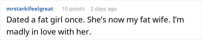 Screenshot of an online comment about a woman finding secret texts of fiancé complaining about her appearance. Screenshot of an online comment about a woman finding secret texts of fiancé complaining about her appearance.