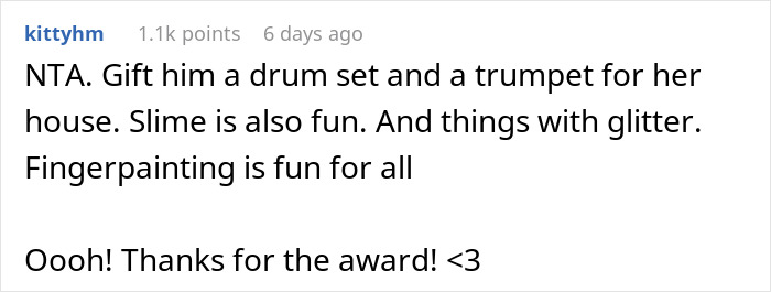 Comment suggesting creative gift ideas to protect a son’s gift from ex’s new family, sparking family drama discussion. Comment suggesting creative gift ideas to protect a son’s gift from ex’s new family, sparking family drama discussion.
