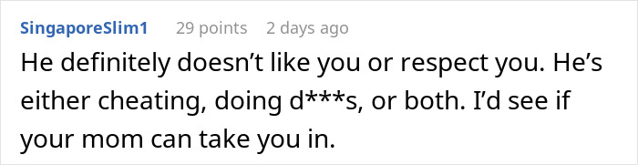 Screenshot of online comment warning a woman her boyfriend likely disrespects her after ditching her and newborn to party for 18 hours. Screenshot of online comment warning a woman her boyfriend likely disrespects her after ditching her and newborn to party for 18 hours.