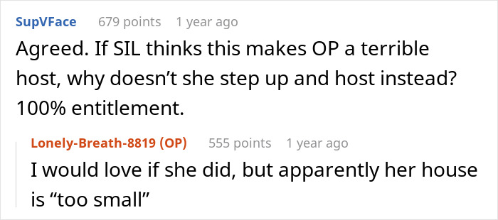 Screenshot of a family argument in online comments about a woman expecting family to cater to her allergies. Screenshot of a family argument in online comments about a woman expecting family to cater to her allergies.