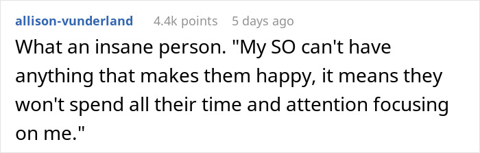 Screenshot of an online comment discussing a woman ending her relationship due to boyfriend’s passion for pastries. Screenshot of an online comment discussing a woman ending her relationship due to boyfriend’s passion for pastries.