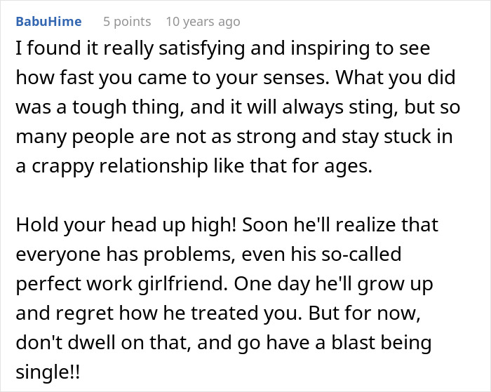 Alt text: Supportive comment on man losing his girlfriend over crush at work showing kindness and relationship struggles.