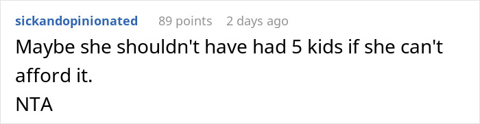 Screenshot of a Reddit comment reacting to a story about a lady expecting her sister to babysit 4 kids for free. Screenshot of a Reddit comment reacting to a story about a lady expecting her sister to babysit 4 kids for free.