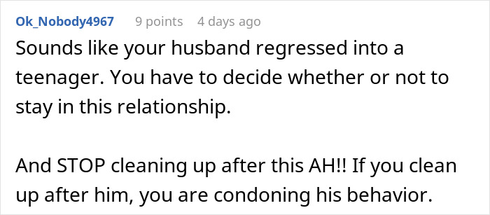 Screenshot of a Reddit comment discussing a woman shutting down boys’ nights at their house after friends go too far. Screenshot of a Reddit comment discussing a woman shutting down boys’ nights at their house after friends go too far.