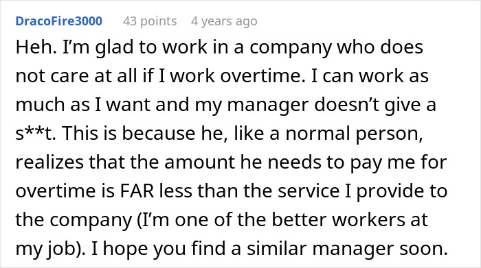 Screenshot of an online comment discussing manager and worker dynamics after coffee shop rules backfired spectacularly. Screenshot of an online comment discussing manager and worker dynamics after coffee shop rules backfired spectacularly.