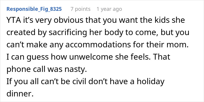 Comment on family tension where woman expects allergy accommodations and threatens to pull grandkids away from relatives. Comment on family tension where woman expects allergy accommodations and threatens to pull grandkids away from relatives.