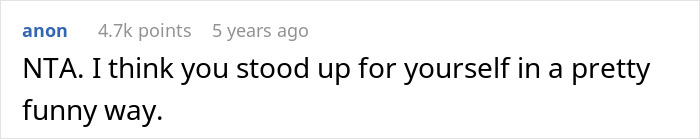 Screenshot of a Reddit comment where a user supports standing up for yourself at an office potluck store-bought dessert drama.