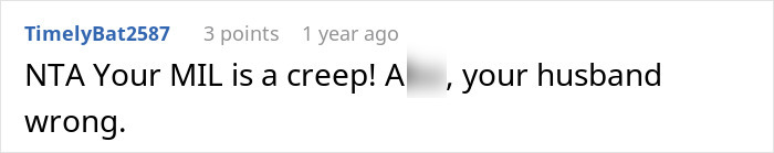 Screenshot of an online comment accusing a mother-in-law of inappropriate behavior over wearing a white dress to son's wedding.