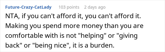 Comment from user Future-Crazy-CatLady about mom accused of embarrassing son’s girlfriend over cooking offer on Reddit thread. Comment from user Future-Crazy-CatLady about mom accused of embarrassing son’s girlfriend over cooking offer on Reddit thread.